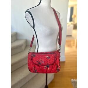 LUG Mambo Red Floral Crossybody Nylon Purse